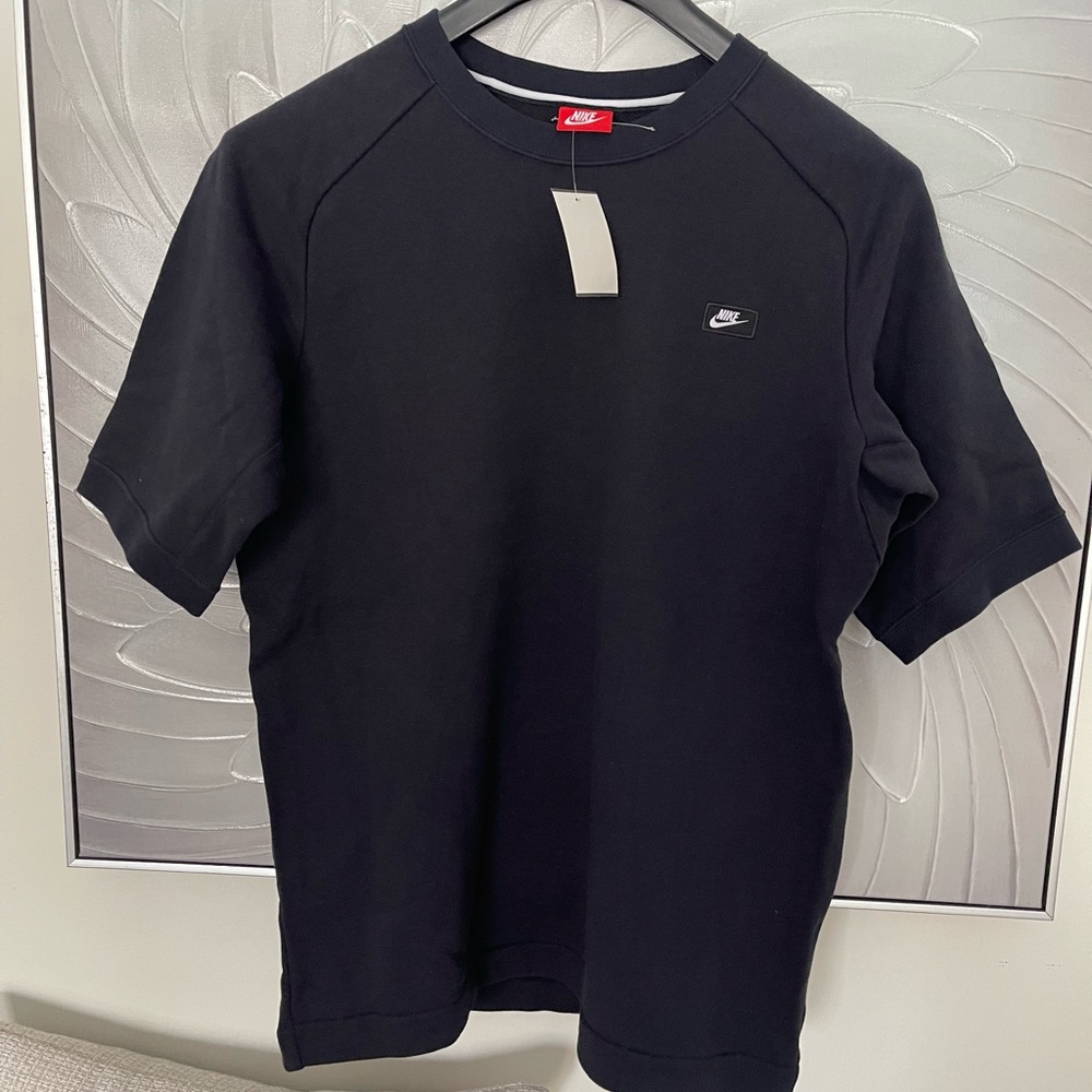 NIKE black stitched terry cloth pullover thick sweater shirt MEDIUM NEW NWT